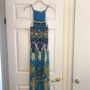 Cache Damask Print Maxi Dress